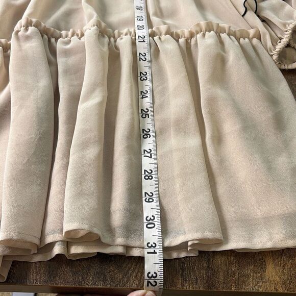 For Love & Lemons Souffle tiered ruffle dress pink/nude black Sz S Worn 1x - Picture 11 of 13